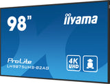 iiyama LH9875UHS-B2AG skilte display Digital fladpaneldisplay 2,48 m (97.5") LED Wi-Fi 500 cd/m² 4K Ultra HD Sort Indbygget processer Android 11 24/7