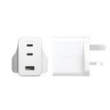 PanzerGlass empower™ by ® Turbo 70W Oplader inkl. 2 x USB-C + USB-A | UK Stik | Silver White