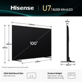 Hisense 100U7Q 2,54 m (100") 4K Ultra HD Smart TV Wi-Fi Sort