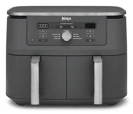 Ninja DZ400EU frituregryde Dobbelt 9,5 L Enkeltstående 2470 W Varmluftsteger Grå