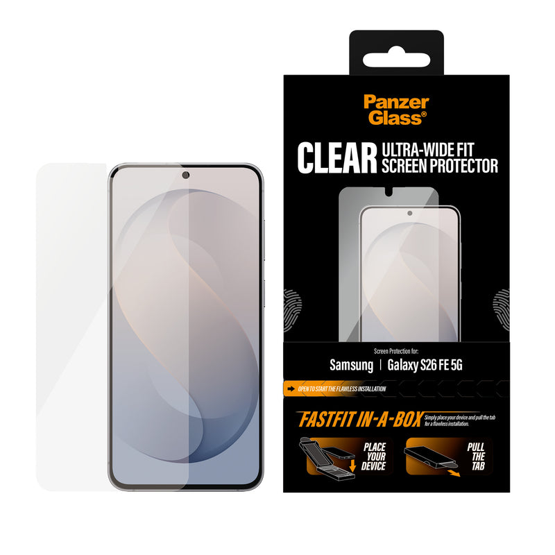 PanzerGlass ® Skærmbeskyttelse Samsung Galaxy S26 FE 5G | Ultra-Wide Fit m. FASTFIT IN-A-BOX