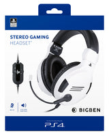 BIG BEN PS4OFHEADSETV3WHITE hovedtelefoner/headset Ledningsført Spil Sort, Hvid