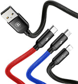Baseus CAMLT-ASY01 USB-kabel 0,3 m USB A USB C/Micro USB A/Lightning Sort