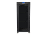 Lanberg free standing rack 19inch cabinet 27U 600x600 glass door LCD flat pack black Fritstående reol