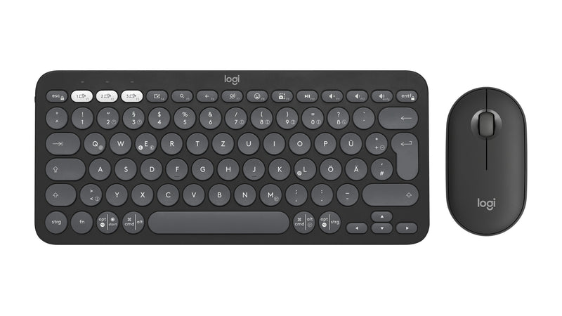 Logitech Pebble 2 Combo tastatur Mus inkluderet Universel RF trådløs + Bluetooth QWERTZ Tysk Grafit