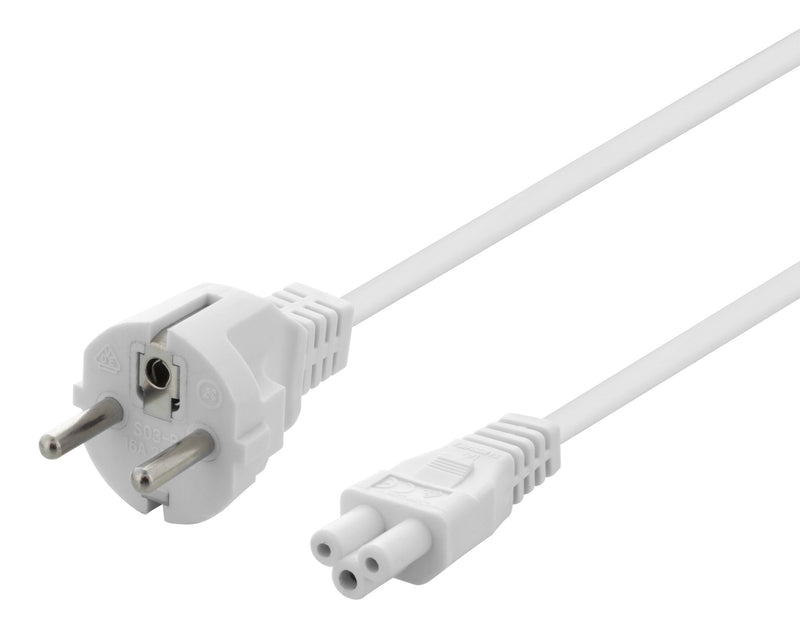 Deltaco DEL-109C-50V el-ledning Hvid 0,5 m CEE7/7 IEC C5