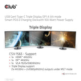 CLUB3D USB Gen1 Type-C Triple Display DP1.4 Alt mode Smart PD3.0 Charging Dock with 100 Watt Power Supply
