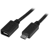StarTech.com USBUBEXT50CM USB-kabel USB 2.0 0,5 m Micro-USB B 0,48 Gbit/sek. Sort