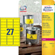 Avery L6105-20 print etiket Gul Selvklæbende printeretiket