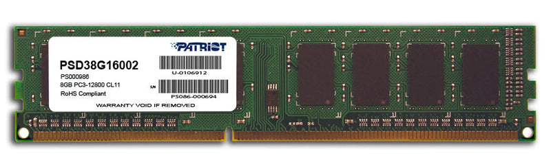 Patriot Memory Signature Line PSD38G16002 hukommelsesmodul 8 GB 1 x 8 GB DDR3 240-pin DIMM