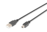 Digitus AK-300108-030-S USB-kabel USB 2.0 3 m USB A Mini-USB B 0,48 Gbit/sek. Sort
