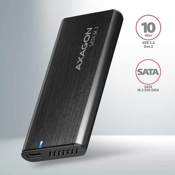 Axagon EEM2-SBC externes Gehäuse für M.2 SSDs USB-C 3.2 Gen 2 - schwarz SSD kabinet Sort