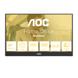 AOC 16T20E2 Bærbart tv og skærm Bærbar skærm Sort 39,6 cm (15.6") LED 1920 x 1080 pixel