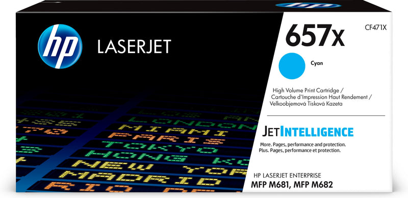 HP Original 657X LaserJet-tonerpatron med høj kapacitet, cyan