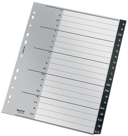 Leitz 12070000 faneskiller Alfabetisk faneindeks Polypropylen (PP) Sort, Hvid