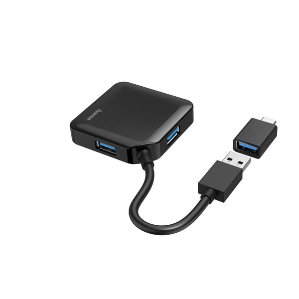 Hama 00200116 interface hub USB 3.2 Gen 1 (3.1 Gen 1) Type-A + Type-C 5000 Mbit/s Sort