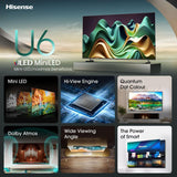 Hisense 55U6NQ 139,7 cm (55") 4K Ultra HD Smart TV Wi-Fi Grå 600 cd/m²