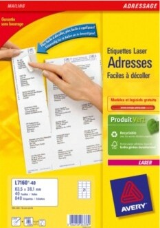 Avery L7160-40 adresse- og postetiket Hvid