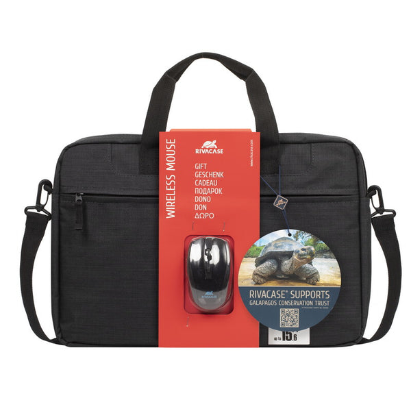 Rivacase 8038 + WIRELESS MOUSE 39,6 cm (15.6") Mappe Sort