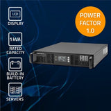 Qoltec 52285 UPS-enhed Dobbeltkonvertering (online) 1 kVA 1000 W 2 AC stikkontakt(er)