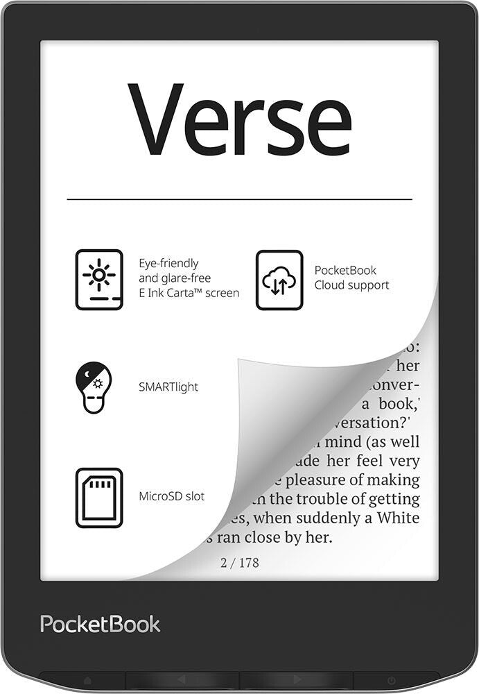 PocketBook Verse e-bog-læser 8 GB Wi-Fi Sort, Sølv