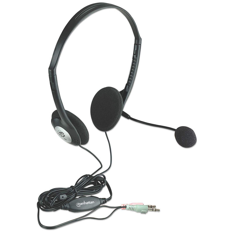 Manhattan 164429 hovedtelefoner/headset Ledningsført Opkald/musik Sort, Sølv