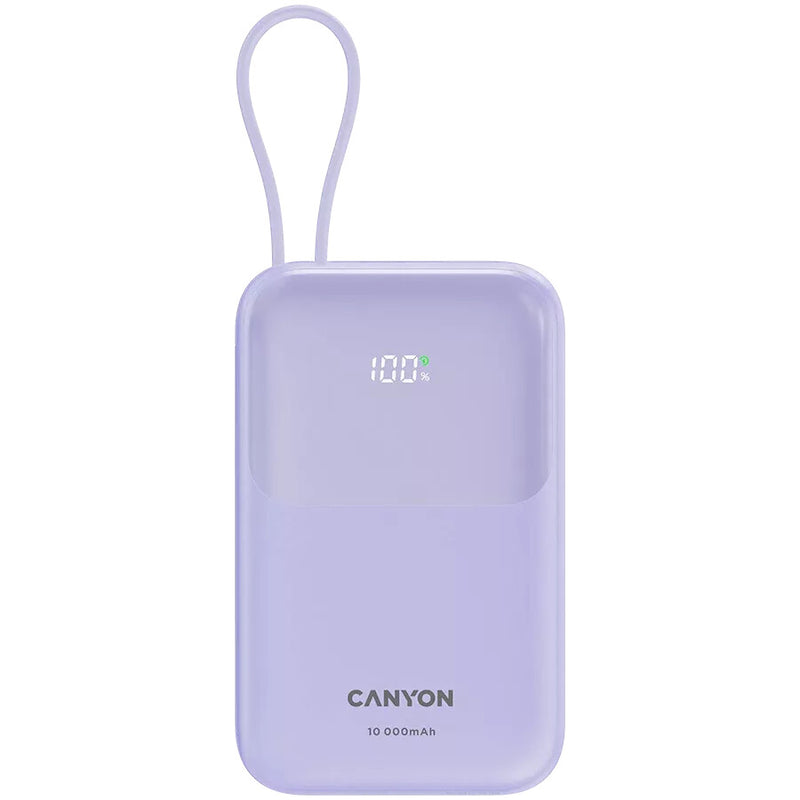 Canyon power bank OnPower 101 built-in cable 10000 mAh PD22.5W Violetin Lithium-Ion (Li-Ion) Lilla
