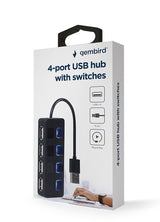 Gembird USB 2.0 4-port hub with switches, black