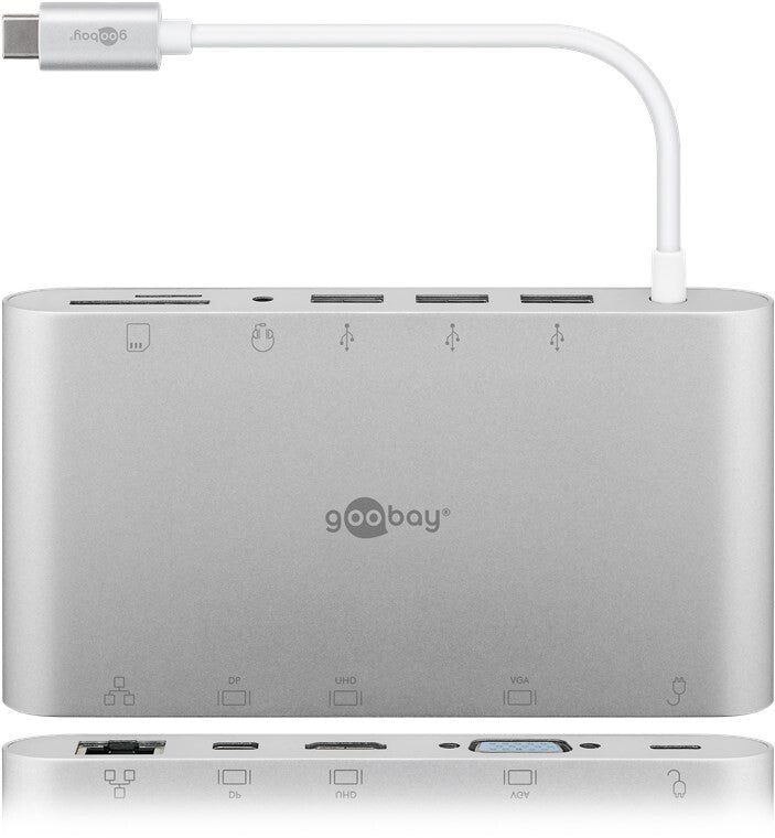 Goobay 62113 dockingstation Ledningsført USB 3.2 Gen 1 (3.1 Gen 1) Type-C Sølv