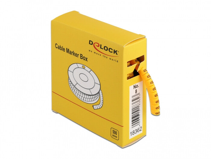 DeLOCK 18362 kabelmarkering Gul 500 stk