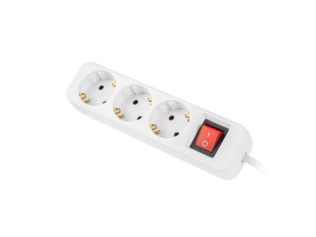 Lanberg PS1-03F-0150-W stikdåse 1,5 m 3 AC stikkontakt(er) Indendørs Hvid
