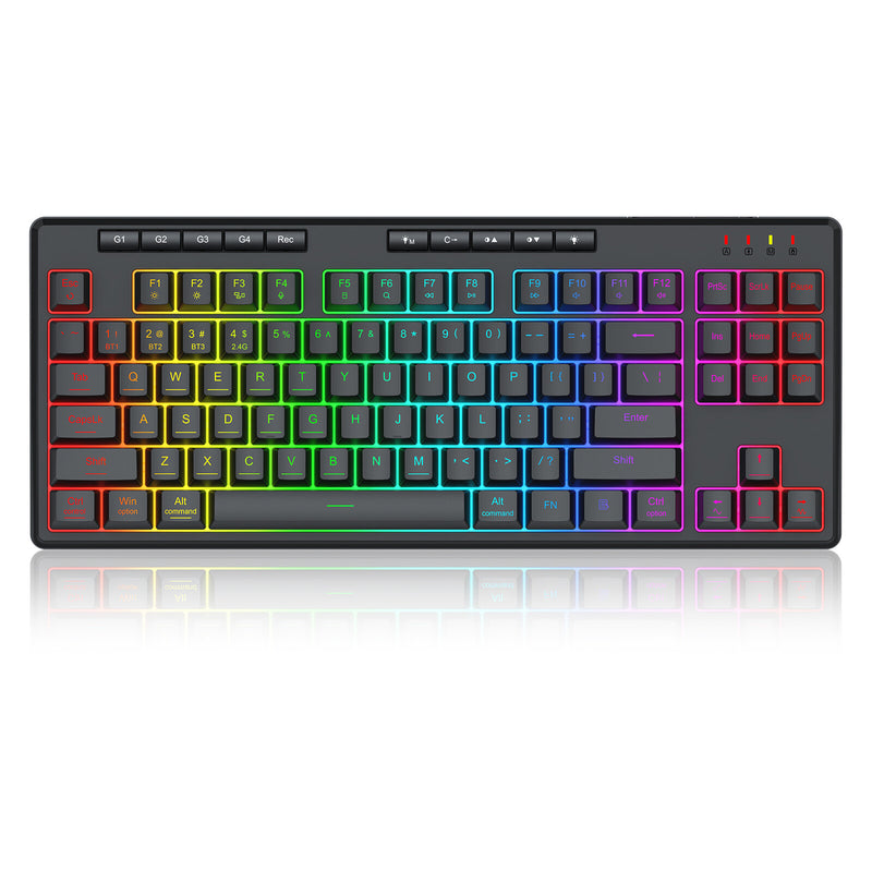 REDRAGON K516RGB-PRO SHIVA PRO 87 tastatur USB + RF Wireless + Bluetooth Sort