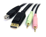 StarTech.com DP4N1USB6 KVM-kabel Sort 1,829 m