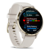 Garmin Venu 3S 3,05 cm (1.2") AMOLED 41 mm Digital 390 x 390 pixel Berøringsskærm Guld, Elfenben Wi-Fi GPS (satellit)