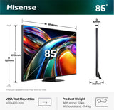 Hisense 85UR9DS TV 2,16 m (85") 4K Ultra HD Smart TV Wi-Fi Sort, Grå 5000 cd/m²
