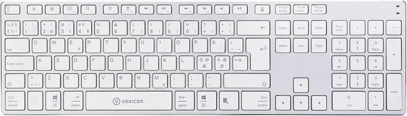 Voxicon DK-290B-WHT tastatur Bluetooth Nordisk Sølv, Hvid