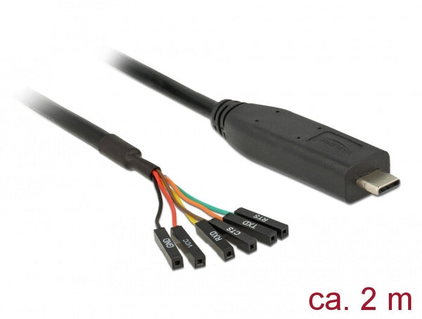 DeLOCK 63946 serielkabel Sort 2 m USB 2.0 Type-C 6 x Pin pin header separate