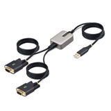 StarTech.com 2P6FFC-USB-SERIAL kabel kønsskifter USB-A 2 x DB-9 RS-232 Sort, Grå