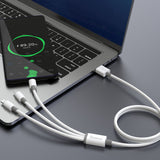 DUDAO L8s Upgrade 3in1 USB cable USB-kabel 1,2 m USB A USB C/Micro USB-A/Lightning Hvid