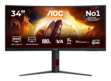 AOC G4 CU34G4CA computerskærm 86,4 cm (34") 3440 x 1440 pixel Wide Quad HD Sort, Rød