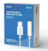 Savio AK-51 lydkabel 0,11 m 3.5mm USB Type-C Hvid