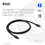 CLUB3D CAC-2501 Thunderbolt kabel 1 m 120 Gbit/sek. Sort