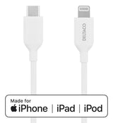 Deltaco IPLH-451 Lightning kabel 1 m Hvid