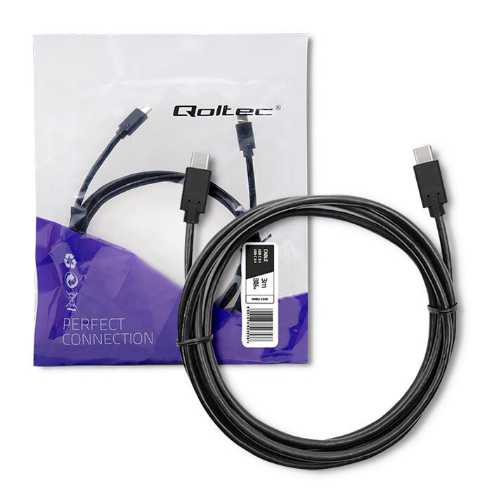 Qoltec 52353 USB-kabel USB 3.2 Gen 1 (3.1 Gen 1) 3 m USB C 5 Gbit/sek. 2,5 W Sort