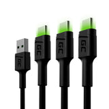 Green Cell KABGCSET02 USB-kabel 1,2 m USB A USB C 0,48 Gbit/sek. Sort
