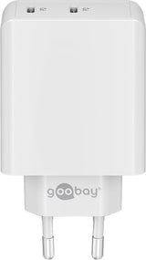 Goobay 61758 oplader til mobil enhed Digitalt kamera, Hovedtelefoner, Mobiltelefon, SmartWatch, Tablet Hvid Vekselstrøm Hurtig opladning Indendørs