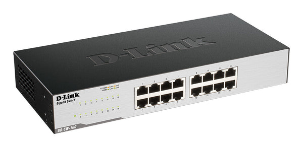 D-Link GO-SW-16G Ikke administreret L2 Gigabit Ethernet (10/100/1000) 1U Sort