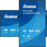 iiyama LH6566UHSB-B1AG skilte display Digital fladpaneldisplay 165,1 cm (65") LCD Wi-Fi 800 cd/m² 4K Ultra HD Sort Indbygget processer Android 24/7