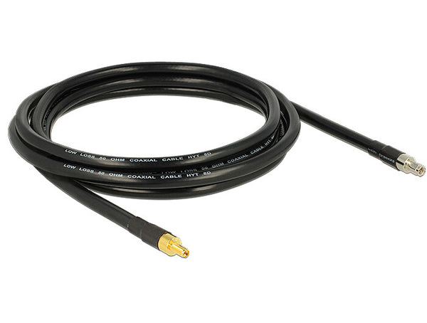 DeLOCK 13007 koaxial kabel CFD400, LLC400 3 m SMA Sort
