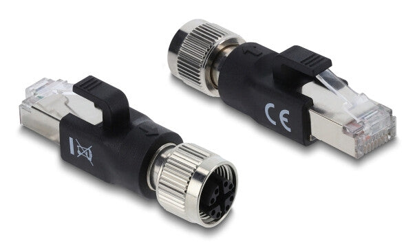 DeLOCK 90834 kabel kønsskifter M12 8-pin RJ-45 Sort